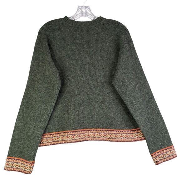 Vintage Abercrombie Fitch Sweater Women Large Green Shetland Wool Fair Isle - Picture 3 of 8